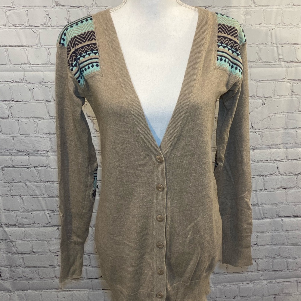 SHRINKING VIOLET Sweater Cardigan Gray with Elbow Patches-Small